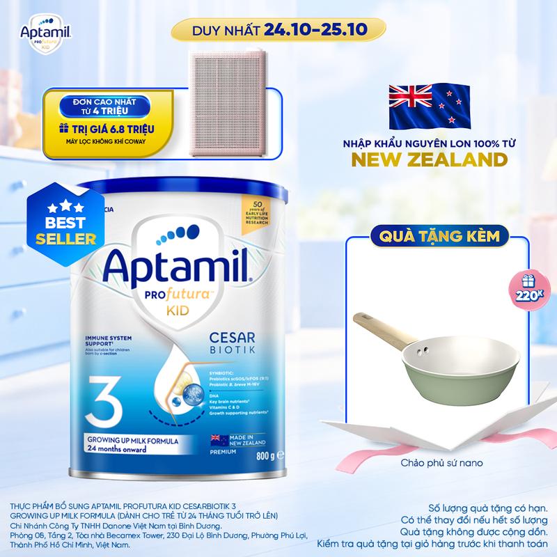 Aptamil Profutura Kid Cesarbiotik New Zealand Hộp Thiếc Số 3 CHO TRẺ Trên 24 Tháng Tuổi 800g - Sữa Bột Aptamil Profutura Kid Cesarbiotik New Zealand hộp thiếc số 3 CHO TRẺ Trên 24 Tháng Tuổi 800g