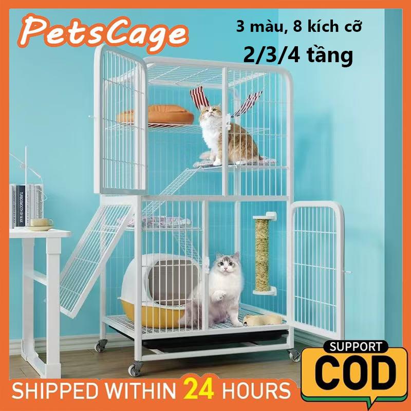  PetsCage Chuồng Mèo 2 3 4 Tầng Lồng Nan Ống Nhiều Tầng Có Bánh Xe Thoáng Khí Bền Tháo Rời Lắp Ráp Tự Do Kích Thước 78x55x108 137 147CM 