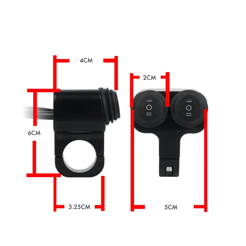 Switch bar tangan motor, dual 2-wire 2-gear aluminium alloy switch 7