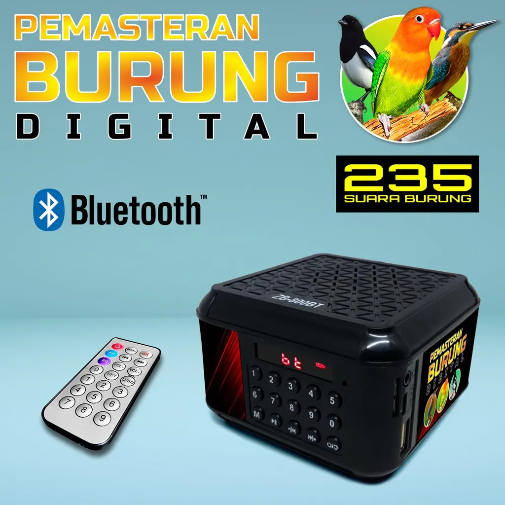 Speaker Suara Masteran Burung Kicau Gantangan Mentor Burung Murai Cici Kacer Love Bird Gelatik Kacer Pakai Remote Bass Bluetooth