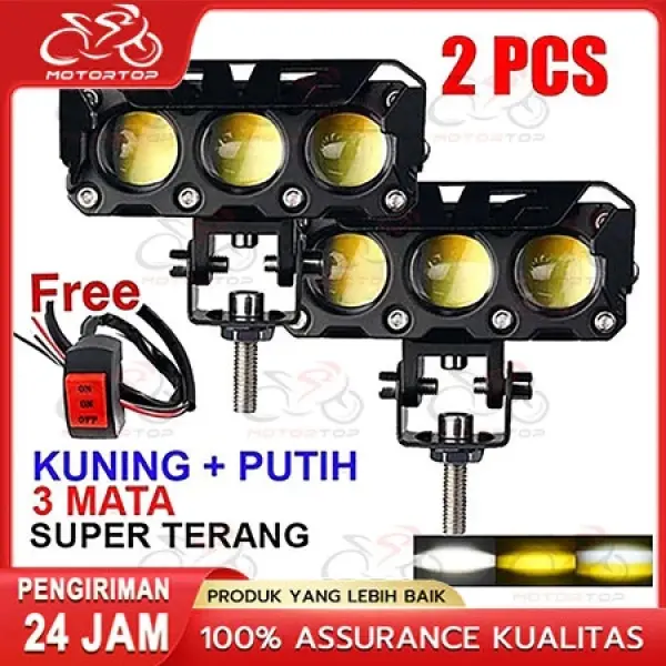 COD/FREE SAKLAR 12V / 24V Lampu Sorot Tembak Mobil Lampu LED Tembak Sorot D3 SQL Lampu Tembak Sorot LED Laser 3 Mata 4 Mata 80 Watt 2 Warna Putih Kuning
