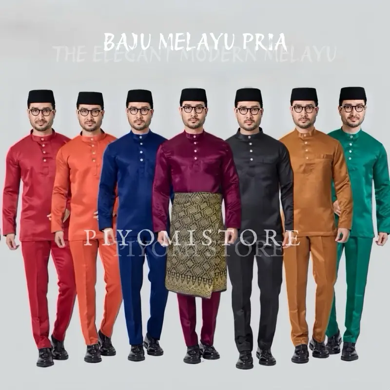 ￼Set baju celana melayu cekak musang teluk belanga pria Premium 0