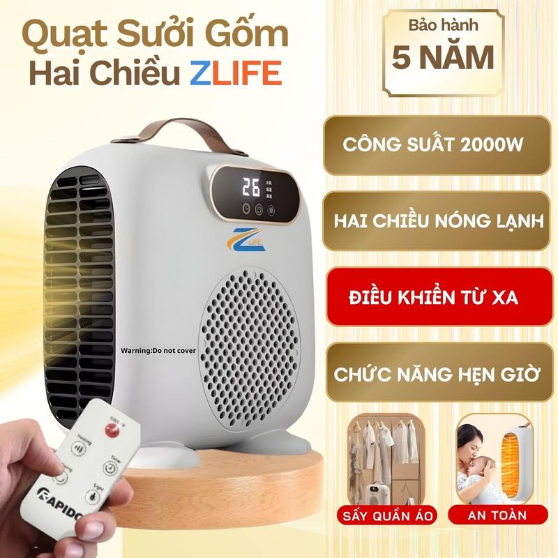  ZLIFE Quạt Sưởi Ấm Mini Cao Cấp 2000W Máy Sưởi Cho Bé Sơ Sinh Đèn Sưởi Phòng Tắm Quạt Sưởi Zlife Quạt Sưởi Mùa Đông Quạt Sưởi Gia Đình Quạt sưởi Phòng Ngủ Quạt Sưởi Hẹn Giờ Quạt Sưởi Gọn Nhẹ 
