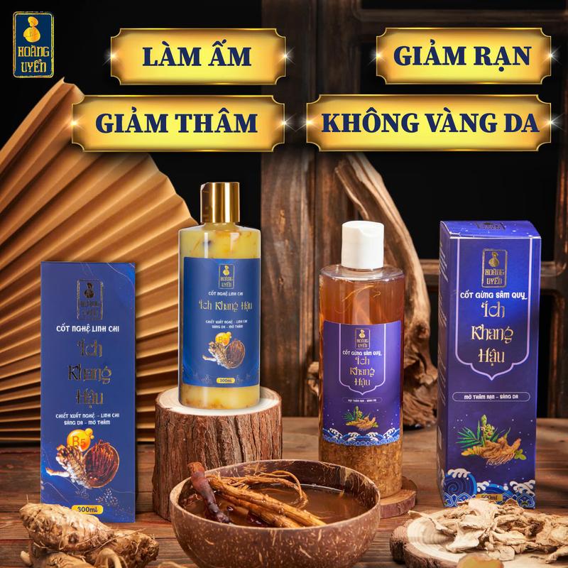 Combo Cốt Gừng, Serum Cốt Nghệ Ích Khang Hậu Hoàng Uyển Giúp Da Sáng Mịn Cho Mẹ Sau Sinh