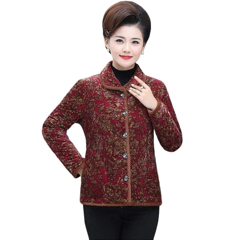 Áo Khoác Lót Lông Cừu Quần Áo Phụ Nữ Trung Niên Mùa Thu Và Mùa Đông Áo Khoác Đệm Lông Cừu Quần Áo Của Mẹ Lót Lông Cừu Đệm Nhiệt Áo Khoác Đệm Bông Nhỏ Dáng Ngắn Năm 2024