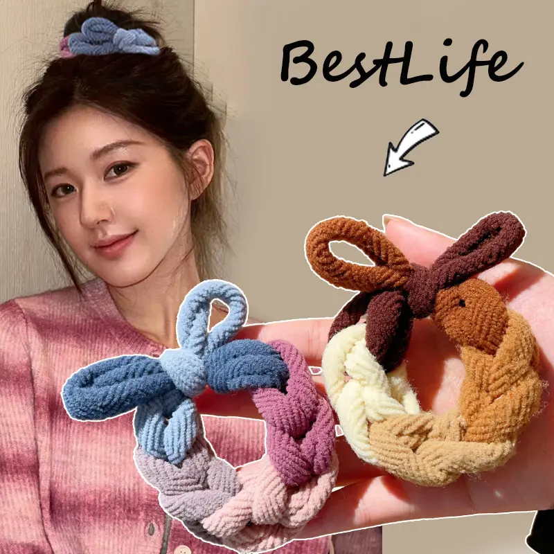 Elegant Morandi Color Scrunchies Elastic Woven Hair Ties Ponytail Holders Hair Ropes for Women Girls Accessories