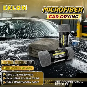 EXLON I Microfiber Car Drying 400 GSM – Lap Premium untuk Detailing Mobil & Motor, Ukuran 40x40 cm