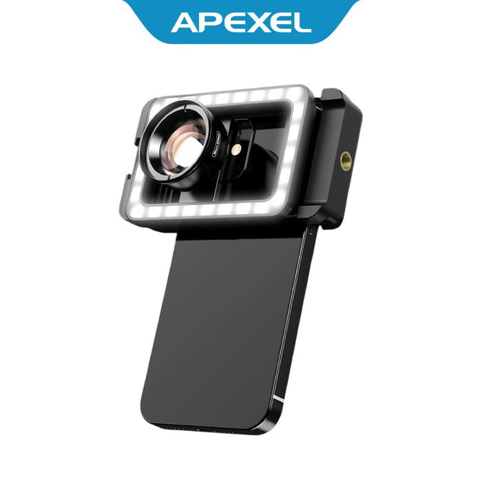 Gambar APEXEL Lensa Kamera HP 2 in 1 Macro Lens with LED Fill Light - APL-HB100FL23 dari Apexel Indonesia Kota Administrasi Jakarta Barat Tokopedia