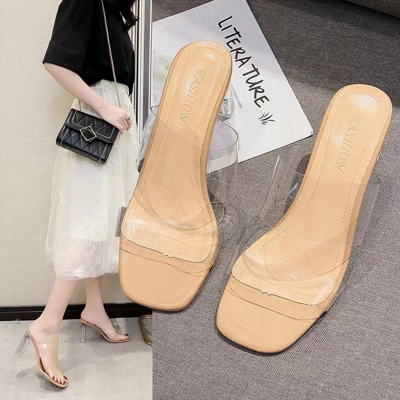 Product Introduction of 【Fashion.sandals1】2025 new summer transparent strap sandals thick heel crystal high heels women's sandals. 18