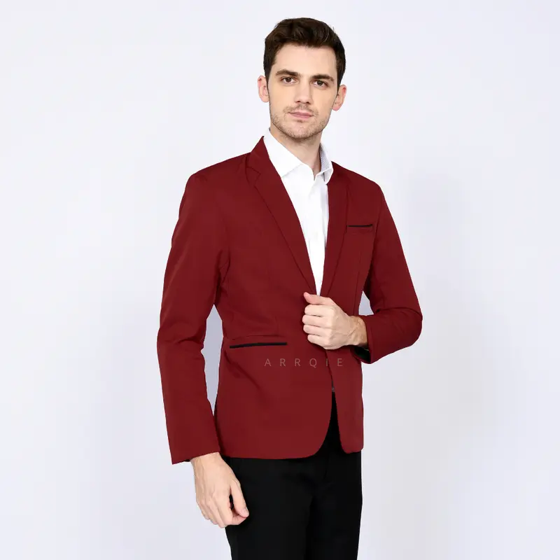Jas Formal Pria Terbaru Warna Maroon Model Slim Fit Ukuran S M L XL XXL Bahan Lembut Dan Tebal Nyaman Dipakai 4