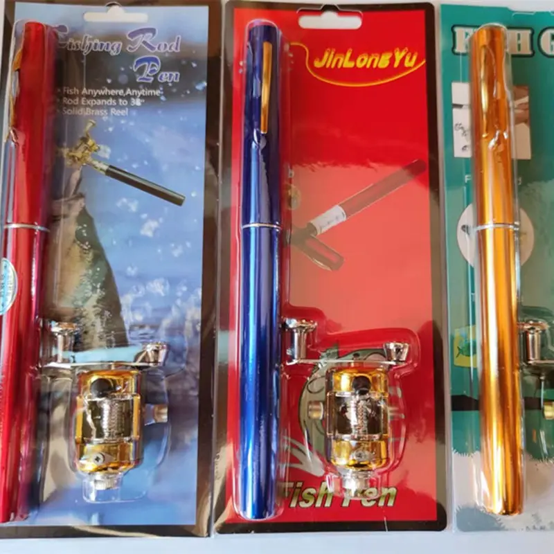 Portable Pocket escopic Fishing Pole Pen Shape Folded Fishing Rod With Reel Wheel