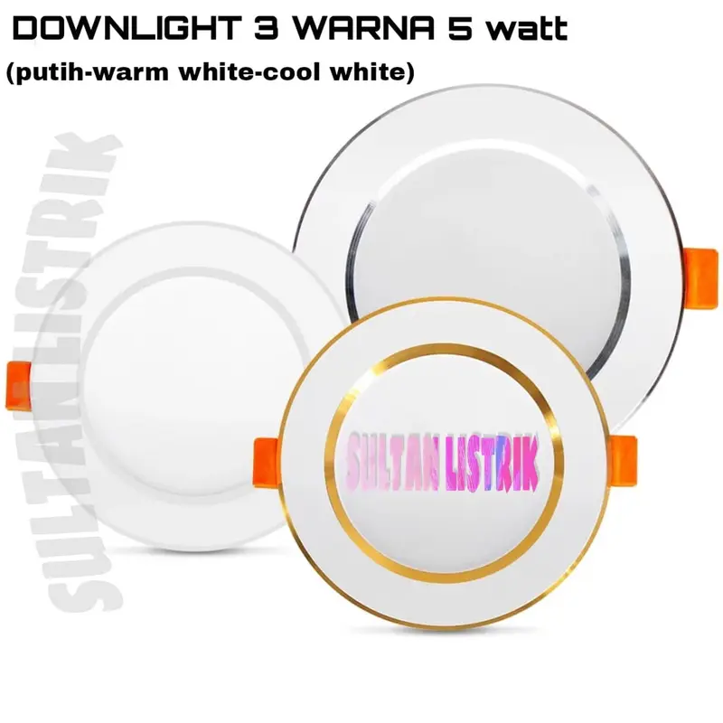 LAMPU DOWNLIGHT 3 WARNA 5 WATT AC 220 VOLT / LAMPU PLAFON 3 WARNA PUTIH, KUNING, WARM WHITE AC 220 VOLT 5