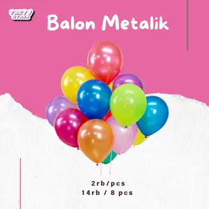 [PER 8 PCS] BALON METALIK / BALON LATEX MENGKILAP Hijau Putih