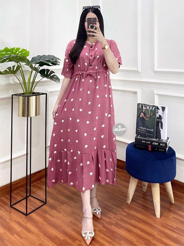 DASTER HARIAN-Daster Premium Model Lowo LD 130 cm Bahan Rayon Adem Resleting Depan Busui Bumil Daster Ibu Ibu 2