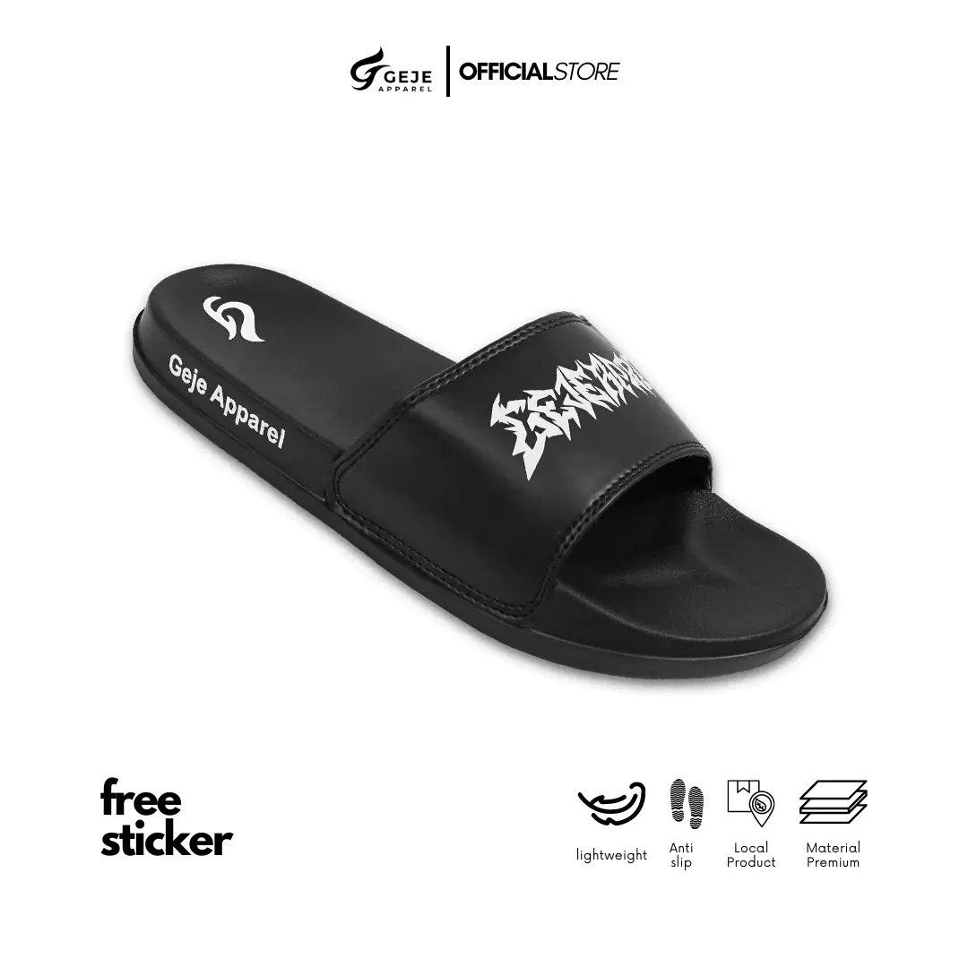 [SDL00031] Sandal Slop Black Pria Wanita Original GEJE APPAREL