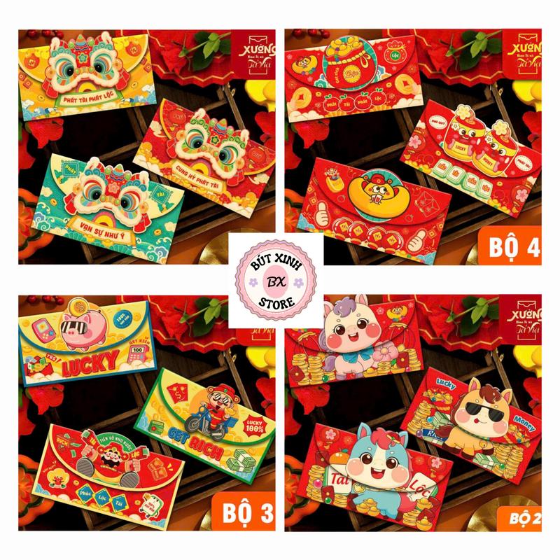 Set 3 Bao Lì Xì Ngang Phong Thư Lì Xì Tết 2026 Hot Trend Chọn Mẫu