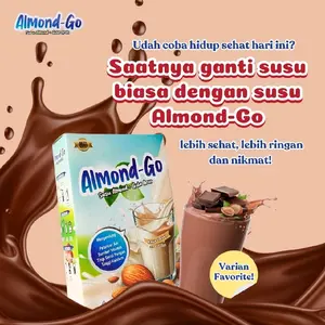Almond-Go Rasa Coklat Almond Milk Susu Gula Aren 200gr Manis Alami Sehat Bebas Laktosa Mencegah Diabetes & Meningkatkan ASI