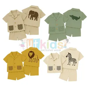 HTKIDS BAJU SETELAN SAFARI ANAK – MOTIF BINATANG LUCU (ZEBRA, SINGA, GAJAH, BUAYA) ST14 1 - 6 TAHUN [ BEST SELLER ]