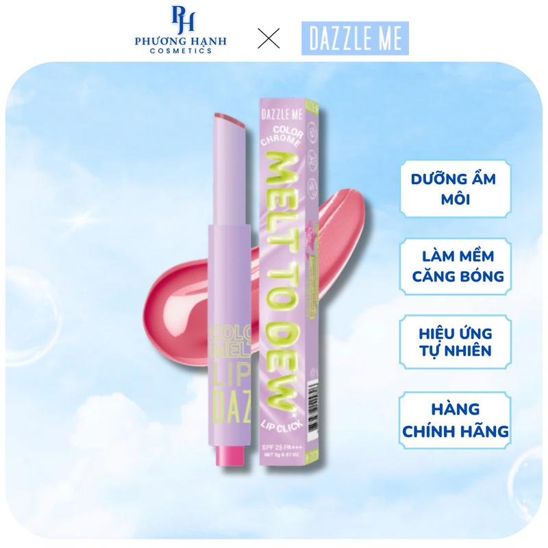 Son dưỡng môi 4-in-1 DAZZLE ME Color Chrome Melt to Dew Lip Click dưỡng ẩm chống nắng căng bóng đôi môi 2g