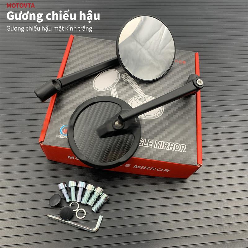 Gương tròn gắn xe máy mặt lưng carbon MỚI ĐỦ TIÊU CHUẨN lắp xe honda yamaha pg1 wave sirius vv... phụ tùng phụ kiên xe máy kinh xe