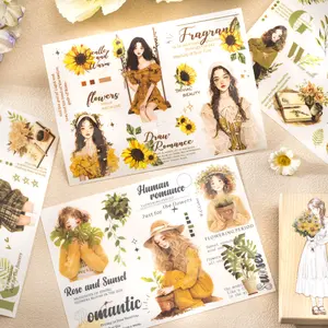 Yoofun Girl in Flower Sea Sticker INS Style Fashion Girls for Scrapbooking Journaling Planner Gift Card diy Label Stationery - e