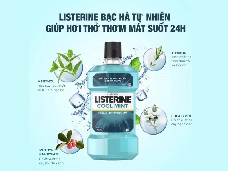 Combo 3 Chai Nước Súc Miệng Listerine Cool Mint 250ml(3x250ml) 2