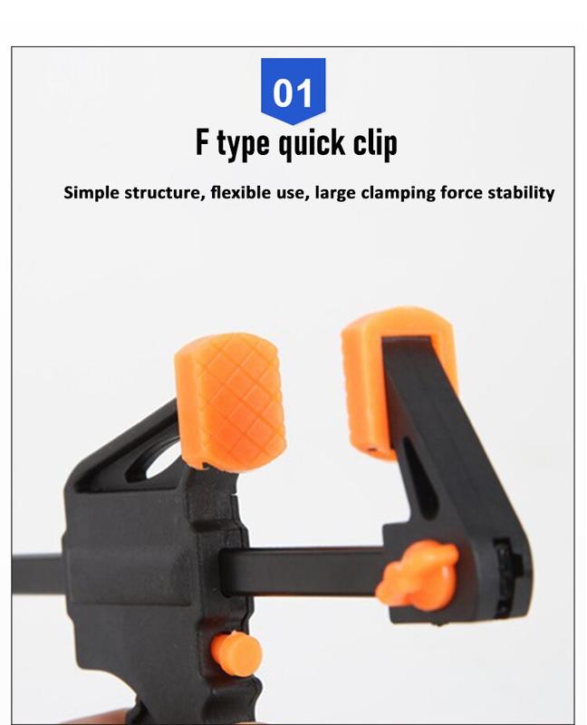 Product Introduction of Adjustable Handheld Woodworking Spreader DIY Gadget Tool Ratchet Quick Release Clip Kit 4inch Mini F Clamp Woodworking Clamp 19