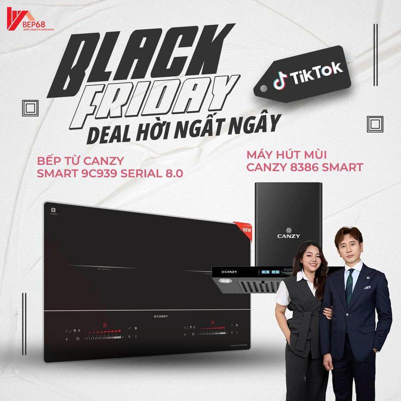   BẾP 68 X KHIBOTANCA  Combo Bếp Từ Đôi CANZY CZ 9C939 8.0 + Máy Hút Mùi CANZY 8386 Smart Serial 8.0 