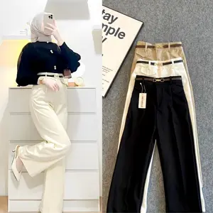 Oro pants Knit Celana Panjang korea Style - Celana Kulot Panjang Wanita Highwaist Hitam basic