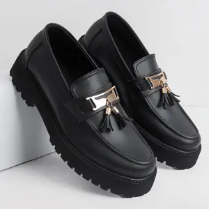 Kenfa - Lexi Black Sepatu Formal Slip On Pria Wanita Pantofel Kuliah Kerja Kantor Tinggi