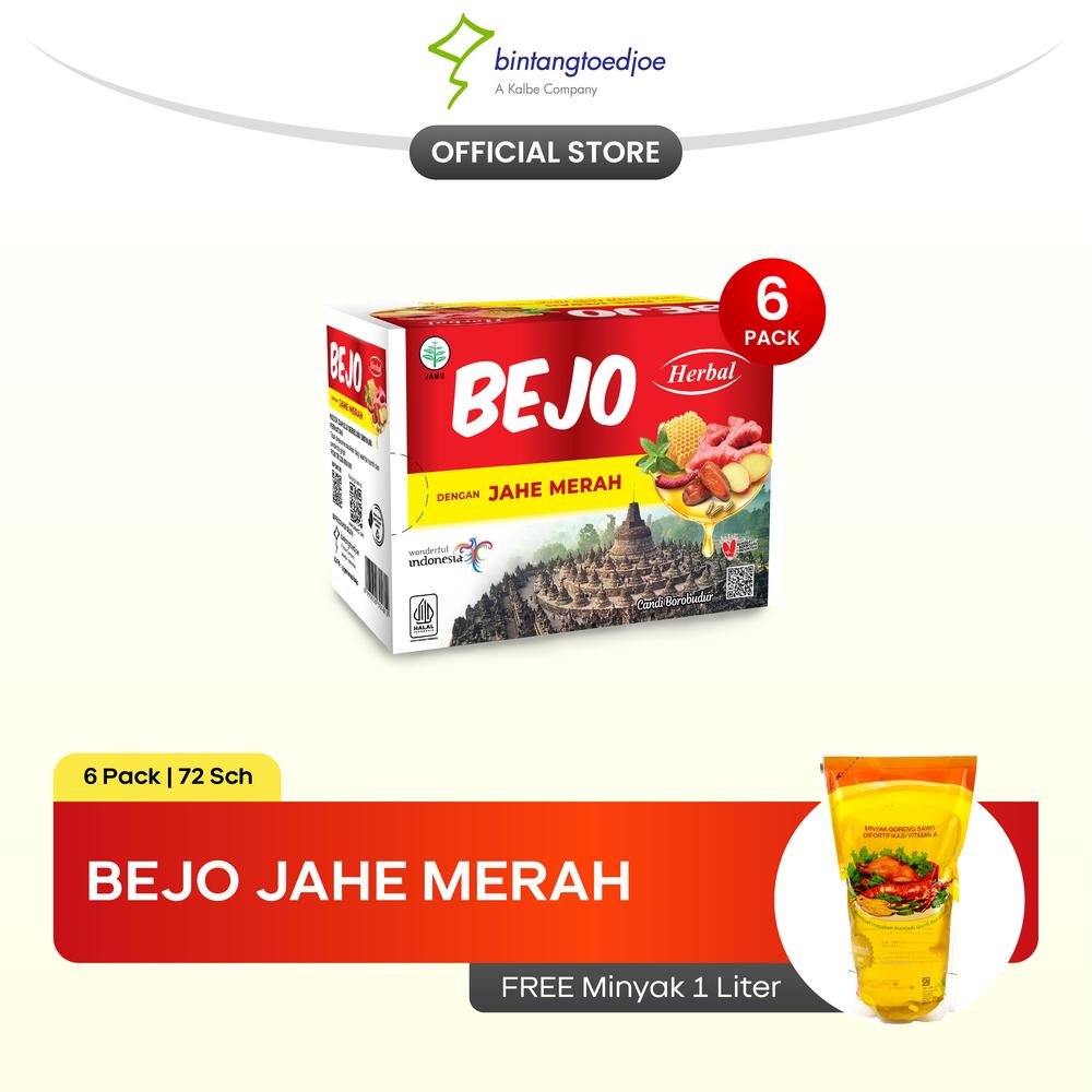 Bejo Jahe Merah 6 Pack (72 Sachet) FREE Minyak Goreng 1L - Meredakan Masuk Angin Meriang Mual dengan JAHIRA
