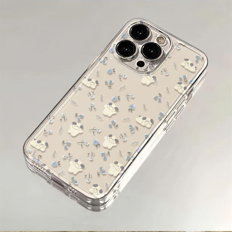 Trong suốt vỏ không gian màu xanh hoa chó con cho iPhone 16 / 15/14/13 promax…
