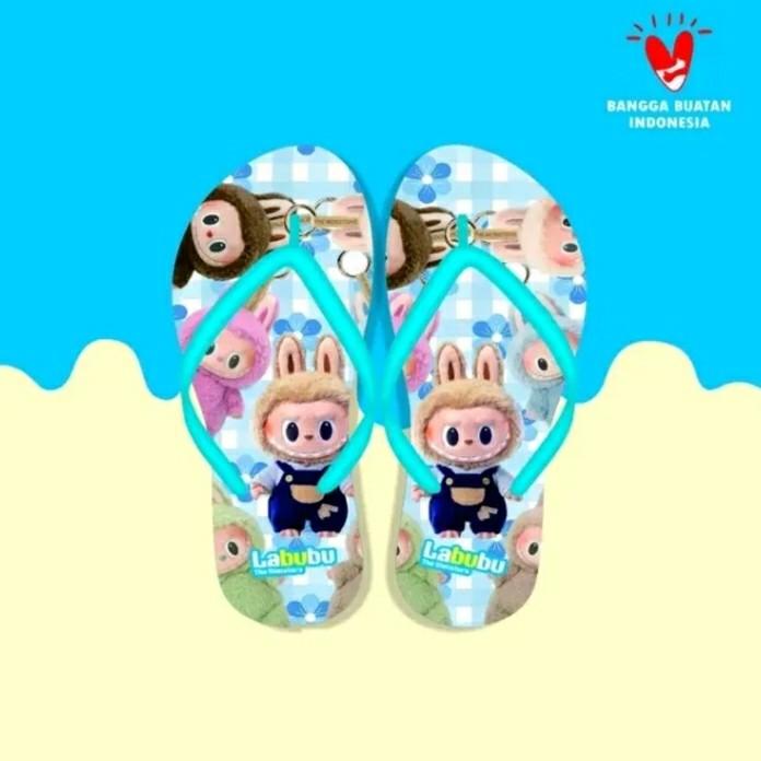 SANDAL JEPIT anak perempuan motif LABUBU Fashion Kaki Sepatu