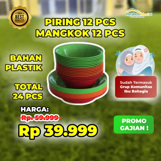 (24 PCS) 1 LUSIN PIRING PLASTIK + 1 LUSIN MANGKOK PLASTIK + KOMUNITAS IBU BAHAGIA / PIRING PLASTIK MURAH / MANGKOK PLASTIK MAKAN / KITCHENWARE (PIKOK)