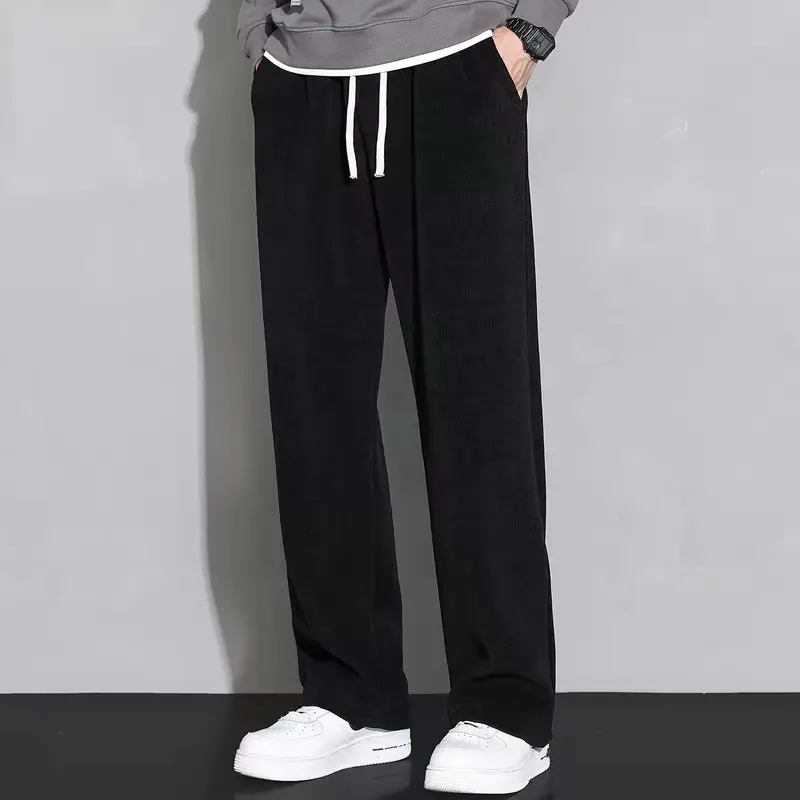 Celana korduroy pria corduroy pants pria celana oversize pria wide leg korean style corduroy Pacar celana longgar celana kulot pria sederhana import premium black celana Murah fashion lurus celana big size celana corduroy pants loose pants pria celana 7
