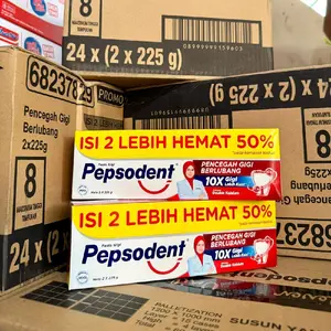 Pepsodent Pasta Gigi Pencegah Gigi Berlubang 10X Lebih Efektif 2x225g Hemat 50%