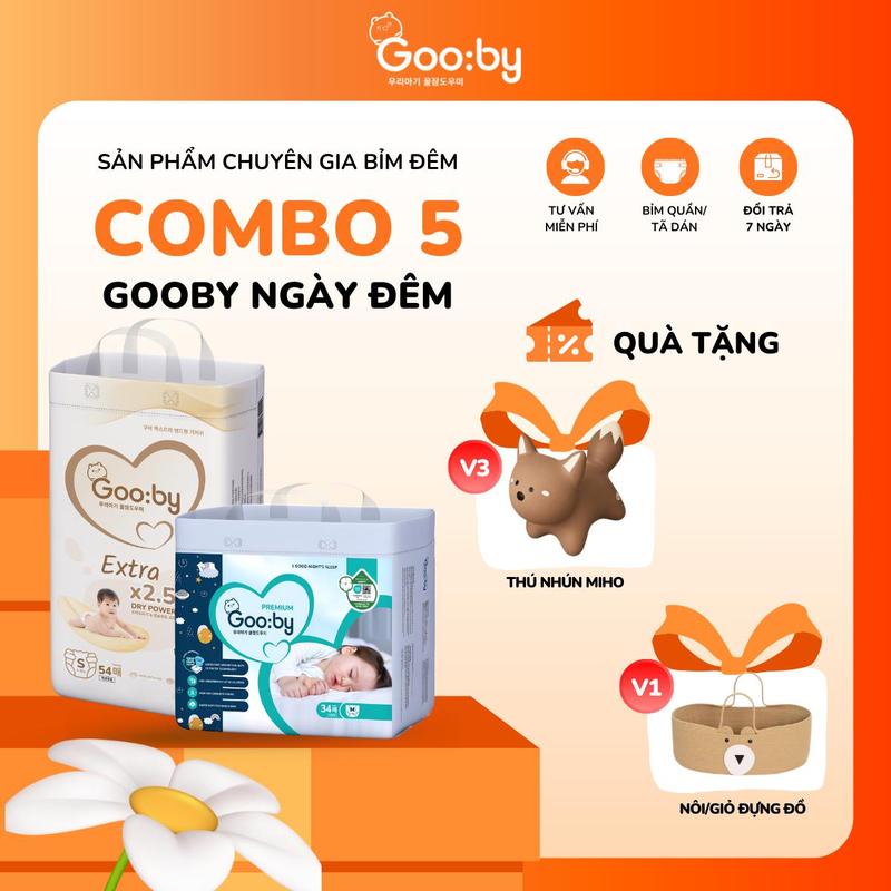   ĐẶC BIỆT  Combo 5 Mix  Tã bỉm Gooby Ngày và Đêm mềm mại an toàn siêu thấm hút cho bé size NB S M L XL XXL XXXL 