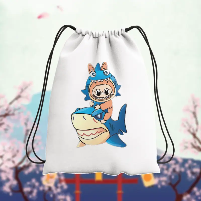 TasSerut Stringbag Wanita Sport Yoga Berenang | Motif Labubu | Blacu 38cm x 30cm Terlaris 8