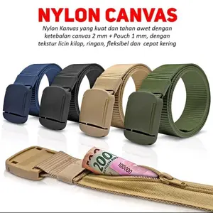 Sabuk resleting  ikat pinggang resleting  ikat punggang bahan kanvas  ikat pinggang anak muda resleting Ikat pinggang pria dewasa resleting Laki-laki Aksesoris Hijau