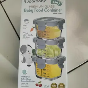 Sugar Baby Premium Glass Jar Baby Food Container BPA FREE / Peralatan Makan Bayi MPASI / Wadah Mangkok Bayi Silicone Lid & Plastic Lid