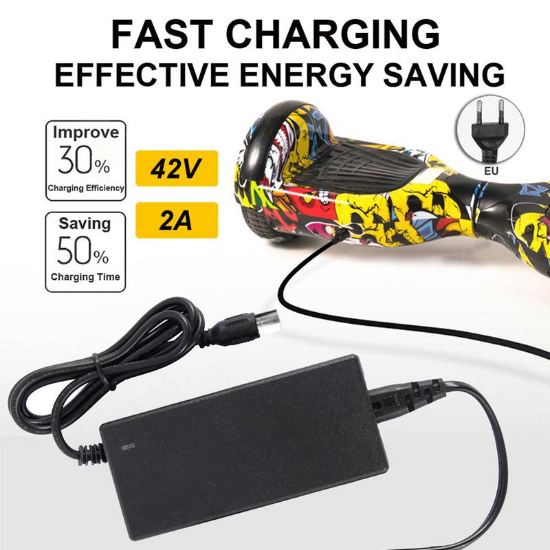 Battery Charger 42V 2A Lithium Battery Charger Adapter(EU) 3Pin for Electric Scooter Hoverboard Balanced Wheel Cable Charging 3