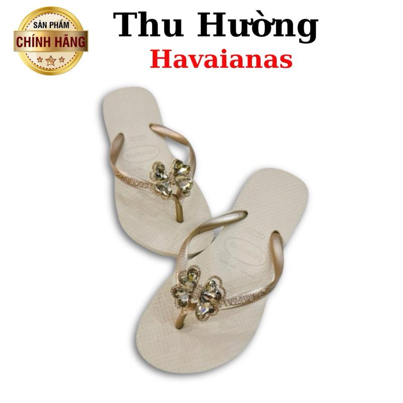  Tổng Hợp Dép Havaianas Nữ Slim Gắn Kèm Charm Cỏ 4 Lá - Từ Brazil - Cao su non tự nhiên chống trơn trượt - Thu Hường Havai 
