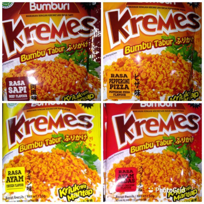 BUMBURI KREMES TABUR | KRIUK NYA MANTAP | KEMASAN 500/SACHET | UKURAN 10 GRAM | HALAL | 1 PACK ISI 10 PCS | RASA AYAM | 2