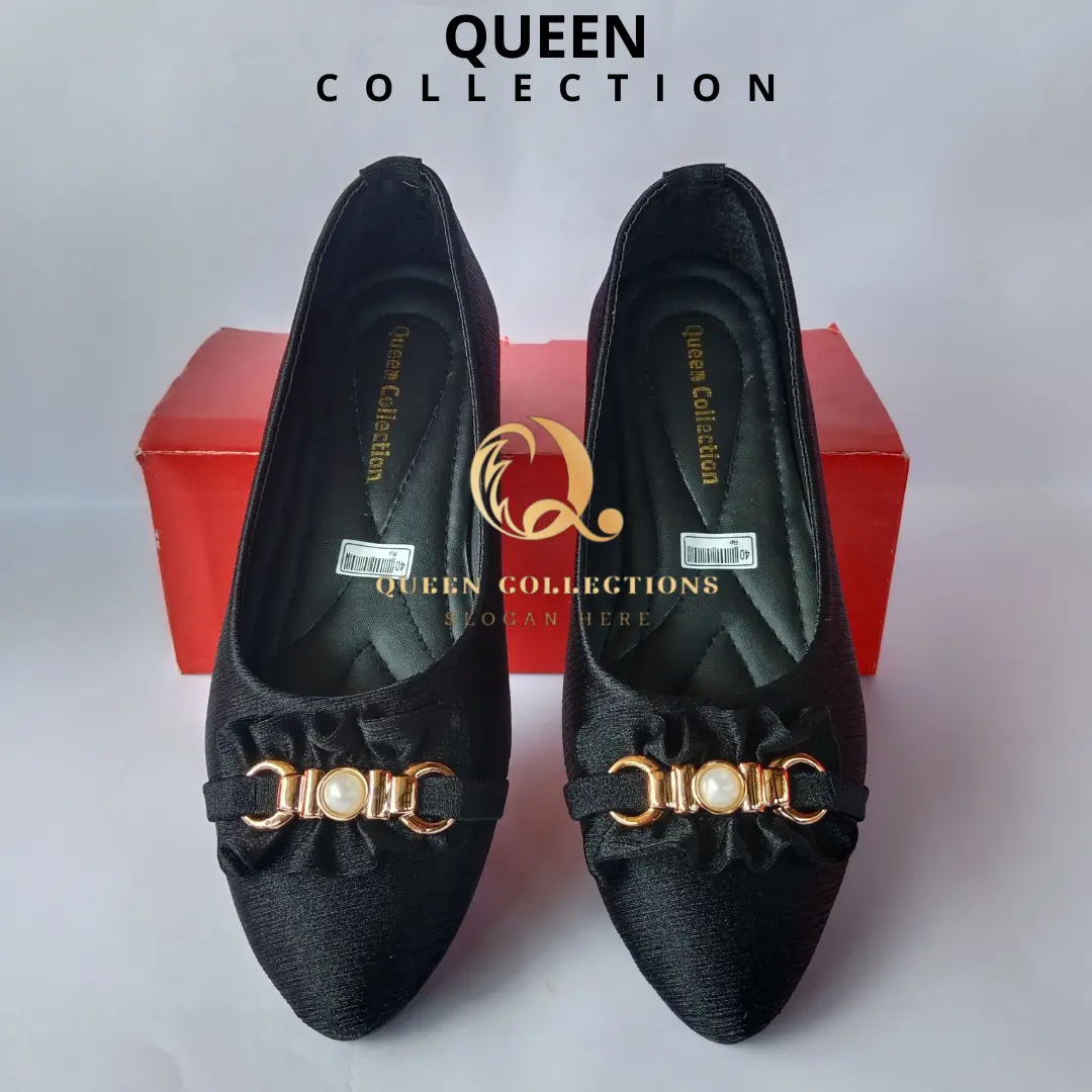 QUEEN - Flatshoes Wanita Sepatu Balet Variasi Mutiara Elegan dan Modis AD-05 Karet