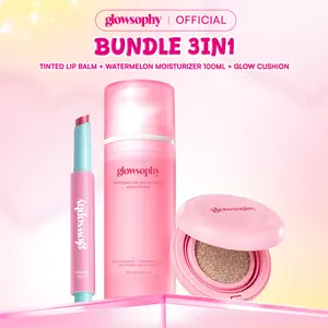 [New Launch] Glowsophy Bundle 3in1 Fresh Glow Kit  Color Crush Juicy Tinted Lip Balm + Cover Glow Cushion + Watermelon Moist 100ml - Pelembap pigmented untuk efek gloss & plump up yang melembapkan serta membuat bibir tampak penuh berkilau