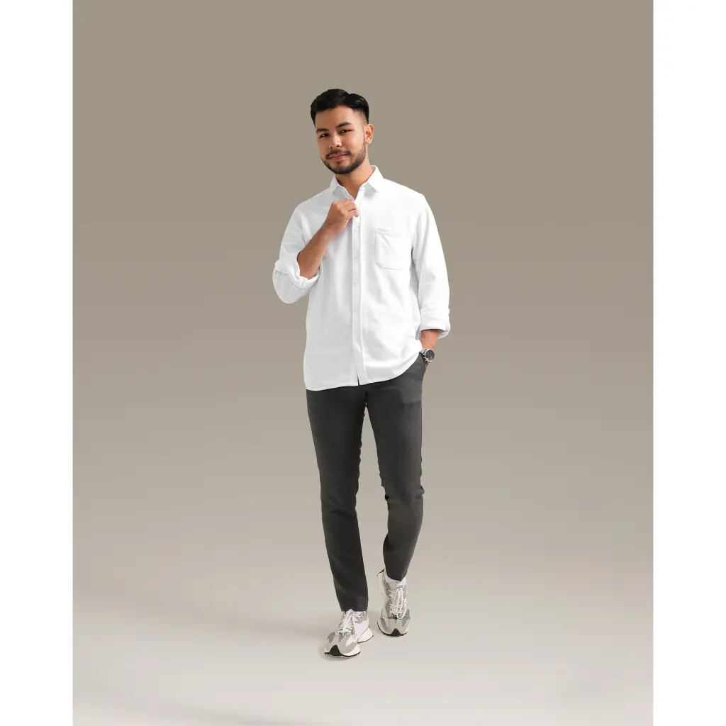 Broodis Kemeja Pria Polos Putih Cotton SOFTEE White Lengan Panjang Slimfit