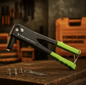 Tang Rivet hand riveter ripet rifet paku tembak 9.5" Inch / Rivet Frescoes Gagang Karet Hijau Untuk 2.4 3.2 4.0 4.8 mm
