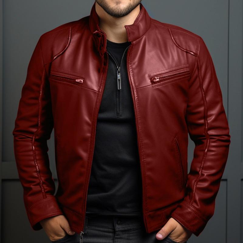 Product Introduction of Jaket Kulit Semi Pria Terbaru Jaket kulit sintetis keren jaket kulit imitasi model pundak busa Hitam Nyaman Panjang Lembut Casual Distro Slimfit Motor Cowok Blazer Formal 3