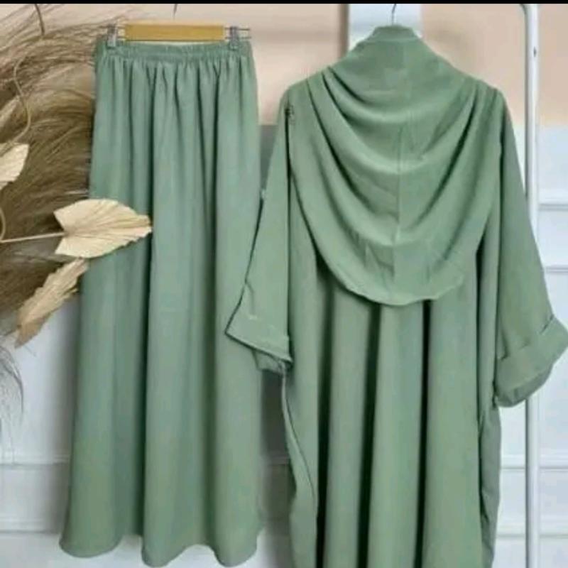 Yumna Set Rok Tunik Syar'i Kerudung Pasmina Oval Wanita One Set Tunik Melayu Bahan Cringckle Air Flow 0