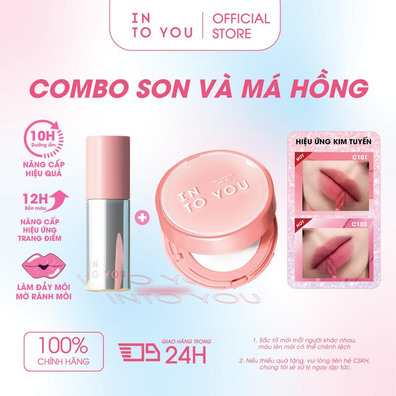 Combo Má Hồng Cushion + Son Bùn Không Khí 2.0 INTO YOU Lớp Finish Mịn Tệp Da Tự Nhiên Không Bí Da Phù Hợp Nhiều Tông Da Khác Nhau